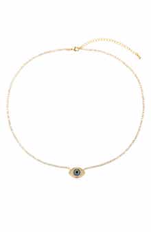EYE CANDY LOS ANGELES Riley Cubic Zirconia Evil Eye Pendant Tennis Necklace