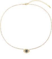 EYE CANDY LOS ANGELES Riley Cubic Zirconia Evil Eye Pendant Tennis Necklace