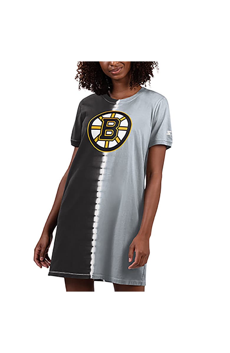STARTER Women's Starter  Black Boston Bruins Ace Tie-Dye Sneaker Dress, Main, color, Black