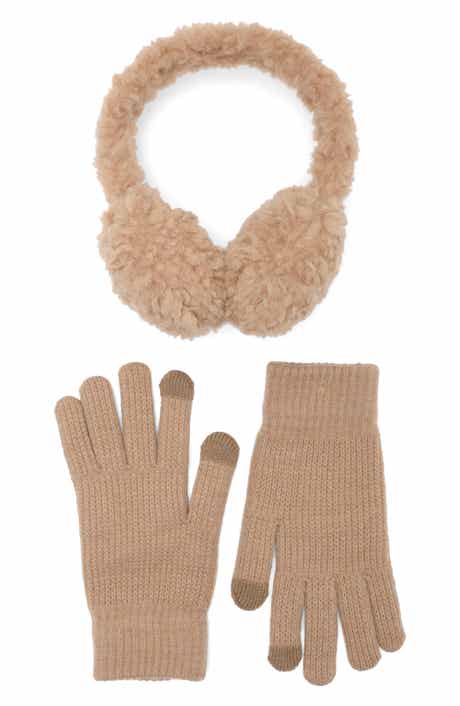 Faux Fur Earmuffs & Knit Gloves Set