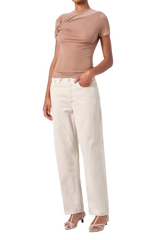Agolde Lissa Twist Front T-shirt In Moth (brownish Tan)
