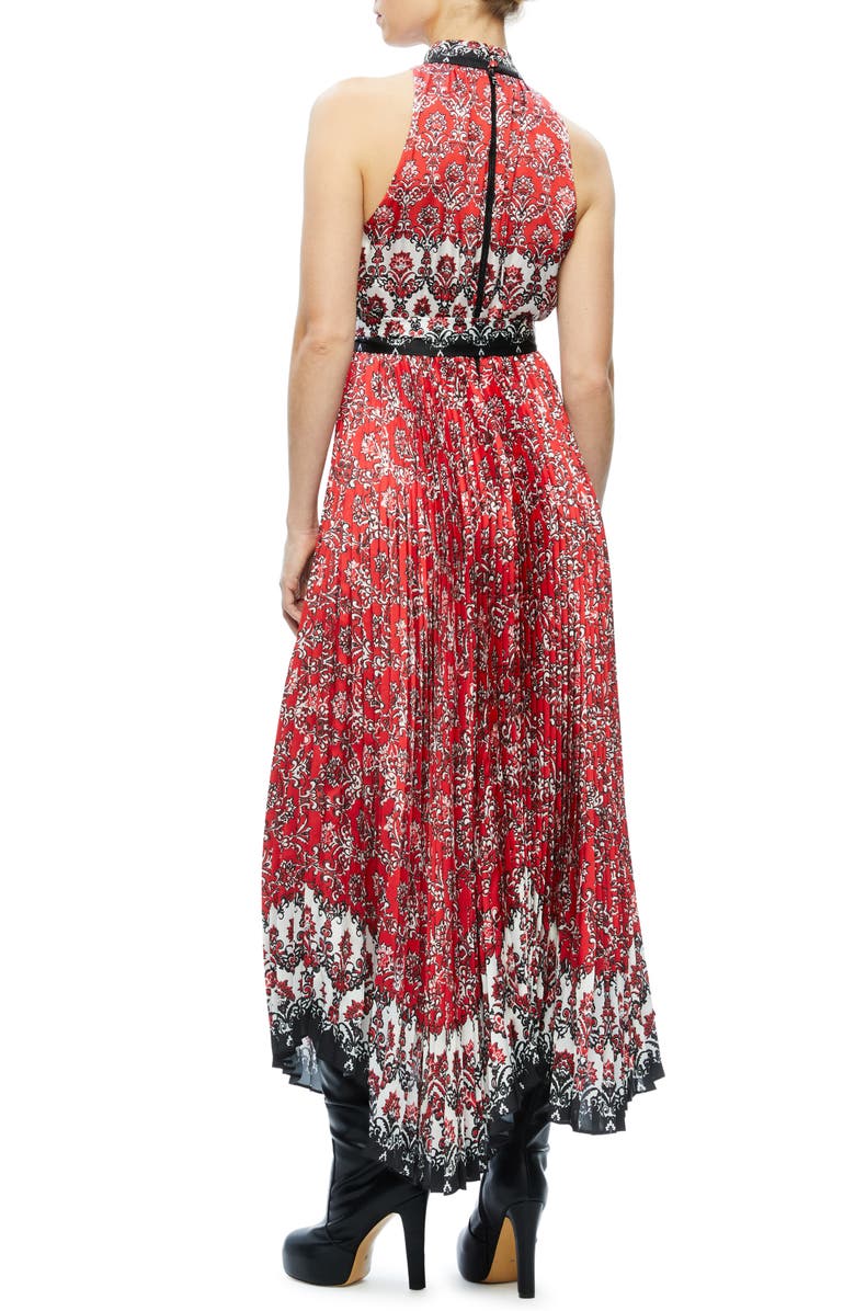 Alice + Olivia Mertie Print Tie Waist Sleeveless Maxi Dress, Alternate, color,