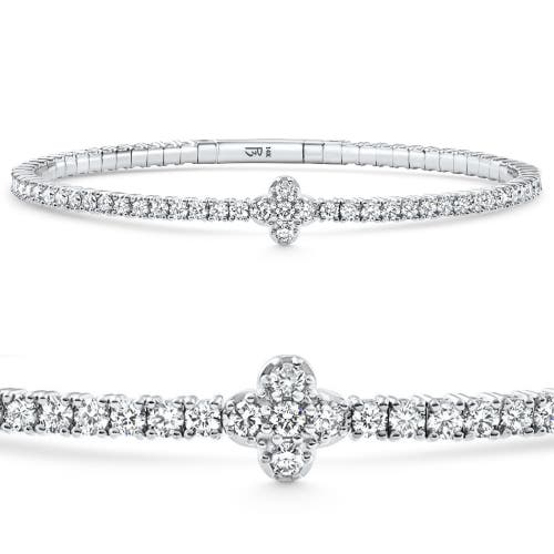Bliss Diamond 3.70ct Diamond Flexible Tennis Bangle Bracelet 14k Gold Lab Grown