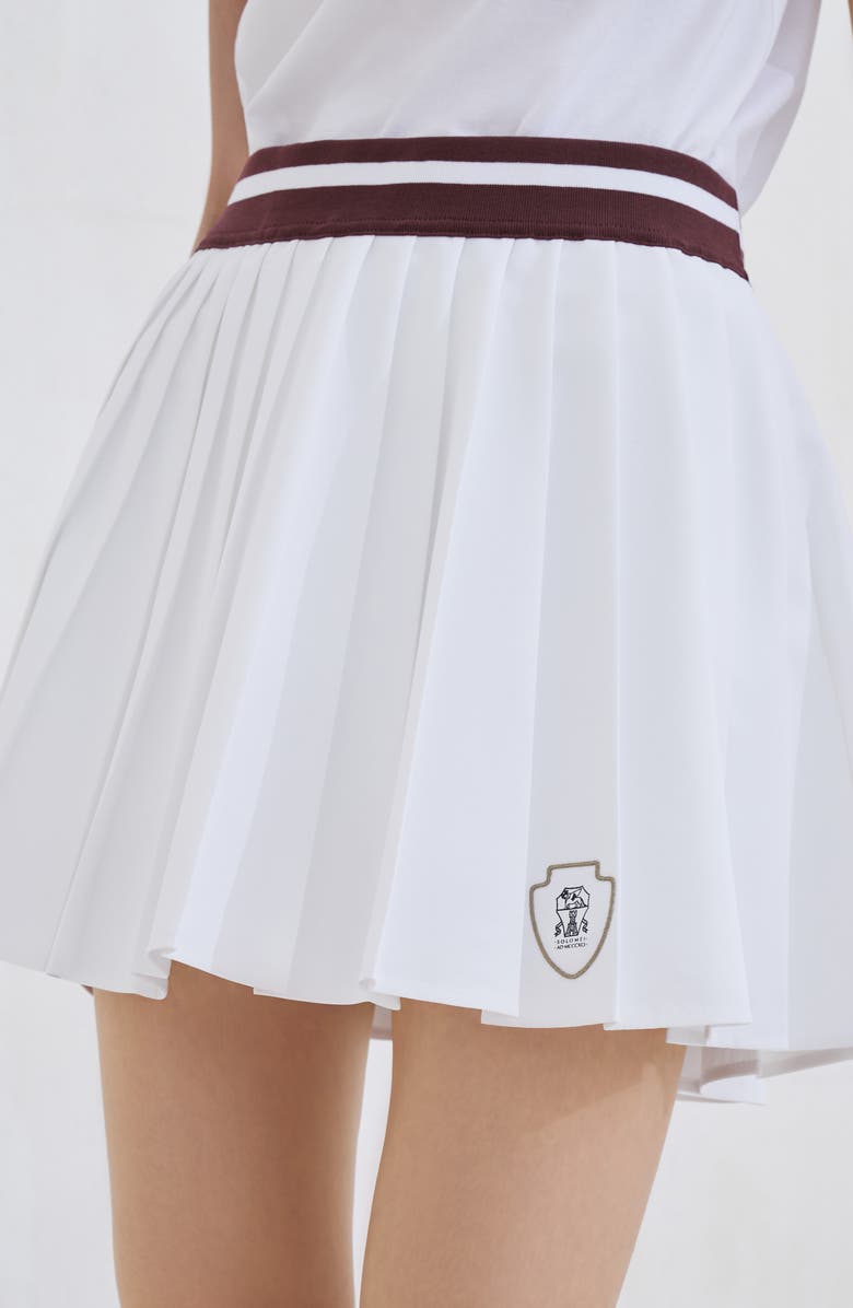 Brunello Cucinelli Pleated skirt with logo, Alternate, color, White