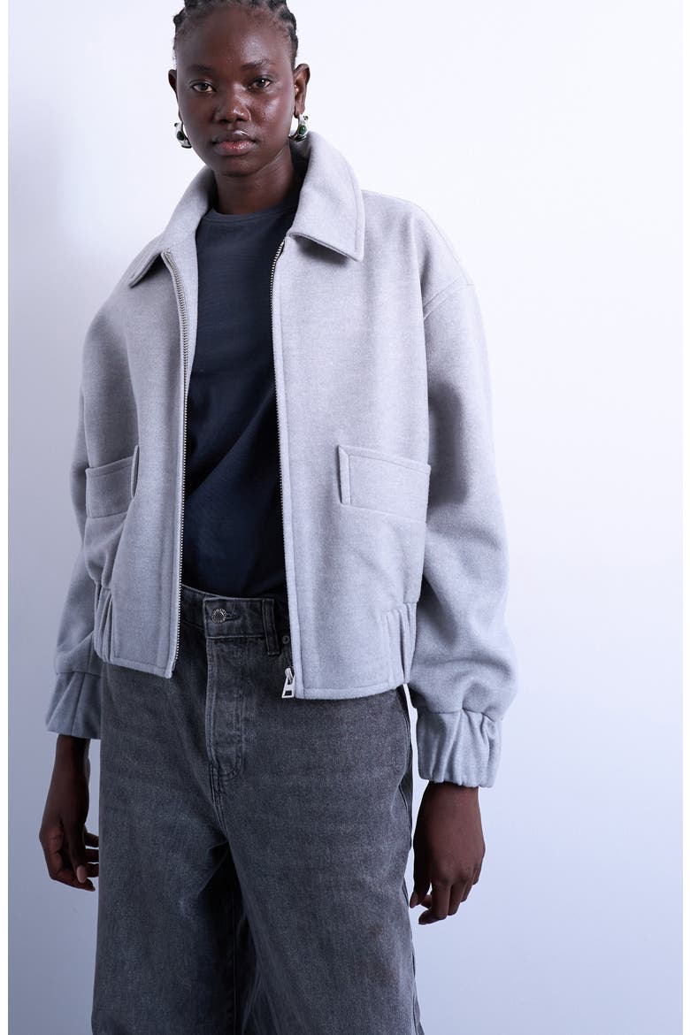 Crop Bomber Jacket, Main, color, LIGHT GREY