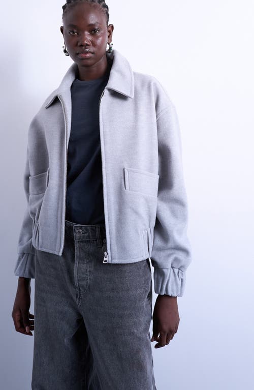 Topshop Crop Bomber Jacket In Gray