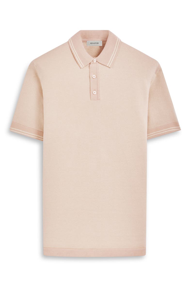 Bugatchi Tipped Short Sleeve Cotton & Silk Polo Sweater, Alternate, color, Desert