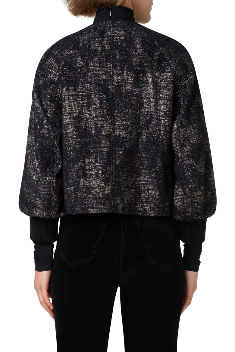 Metallic Jacquard Denim Bomber Jacket, Alternate, color, BLACK-GOLD