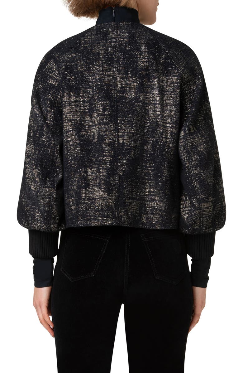 Akris punto Metallic Jacquard Denim Bomber Jacket, Alternate, color, 