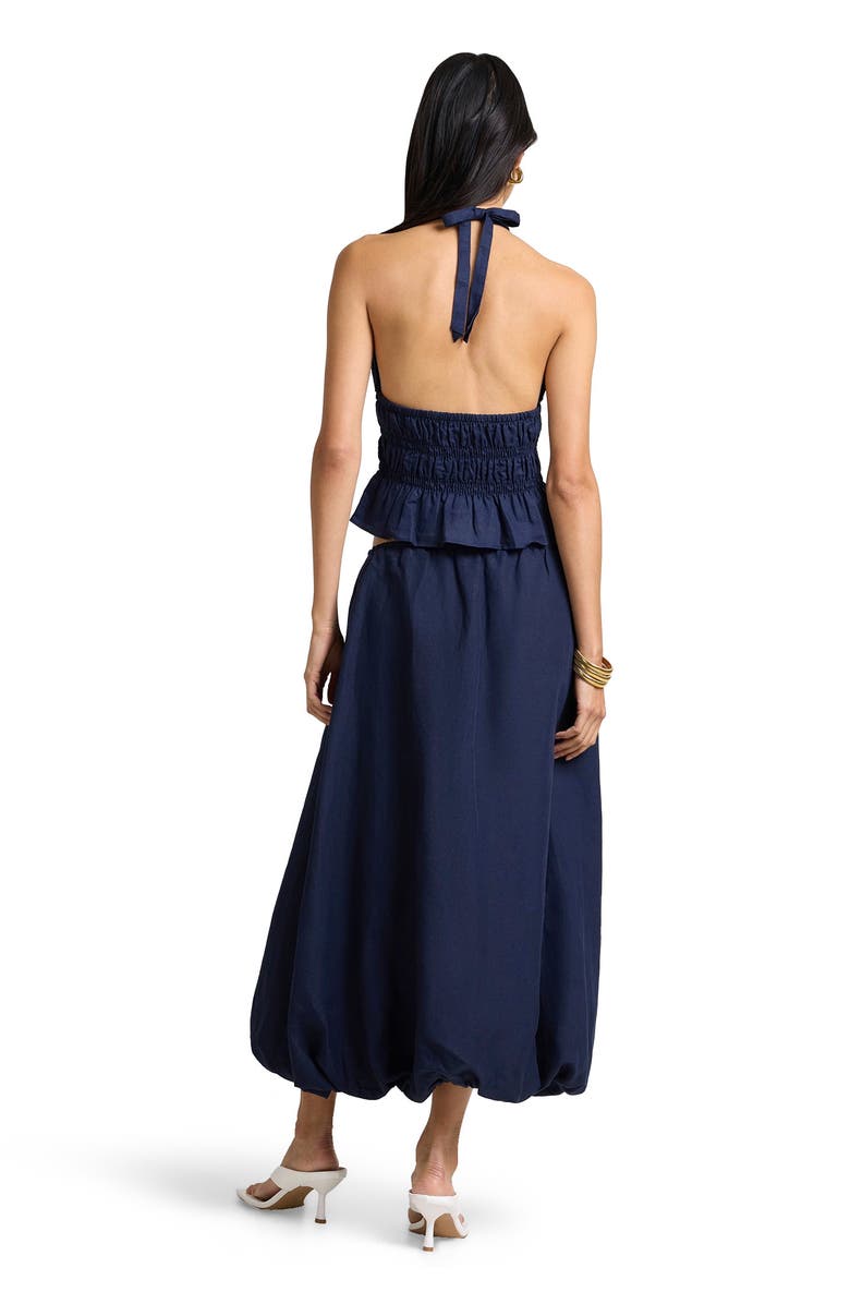 Onia Air Linen Smocked Halter Top, Alternate, color, Noir Navy