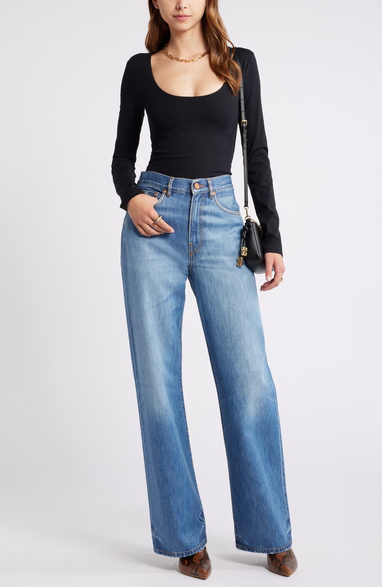 Open Edit Smooth Edit Scoop Neck Top, Alternate, color, Black