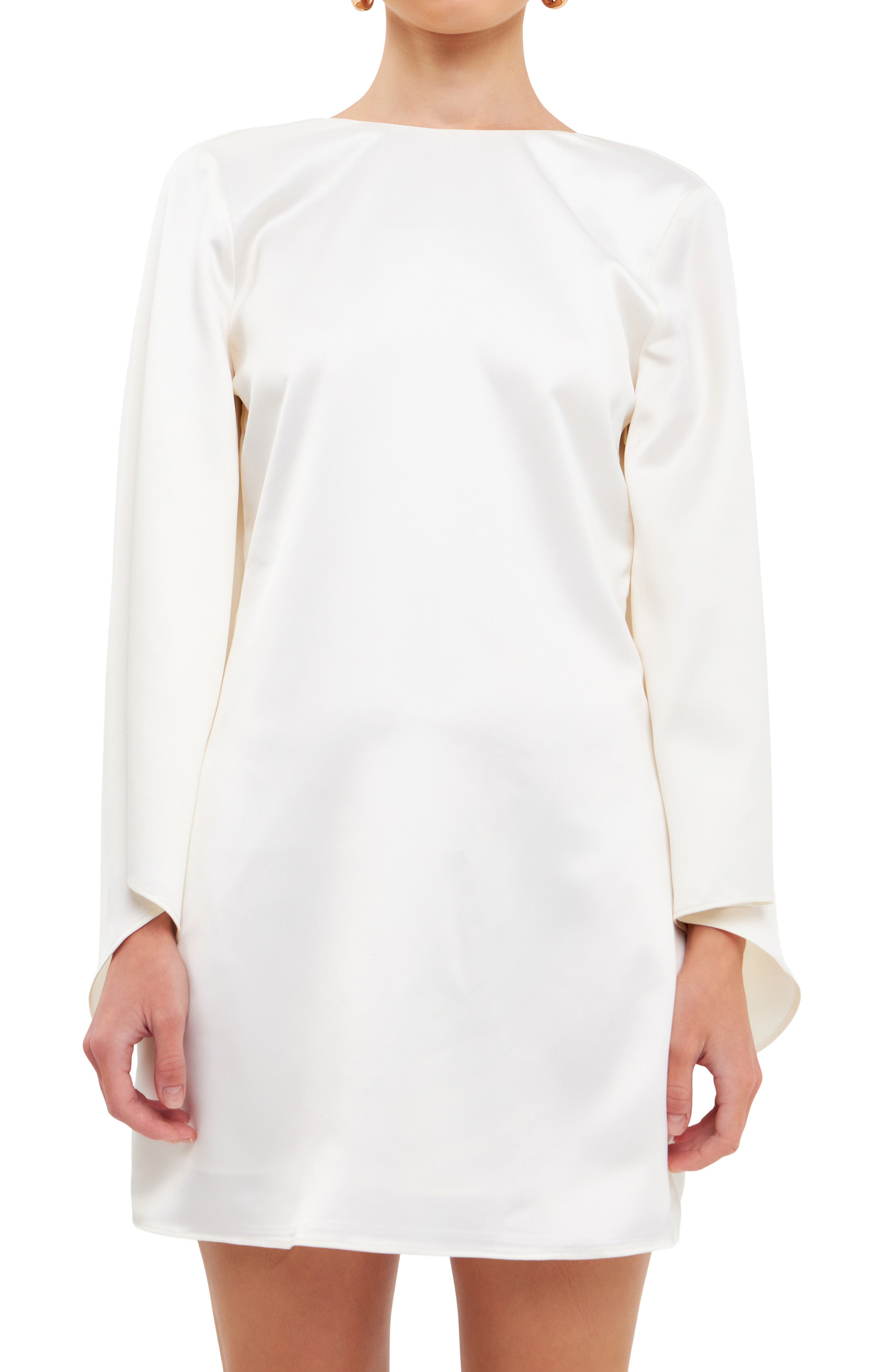 Endless Rose Open Back Long Sleeve Satin Minidress (Women) | Nordstrom