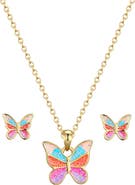 Lily Nily Kids' Glitter Butterfly Necklace & Stud Earrings Set