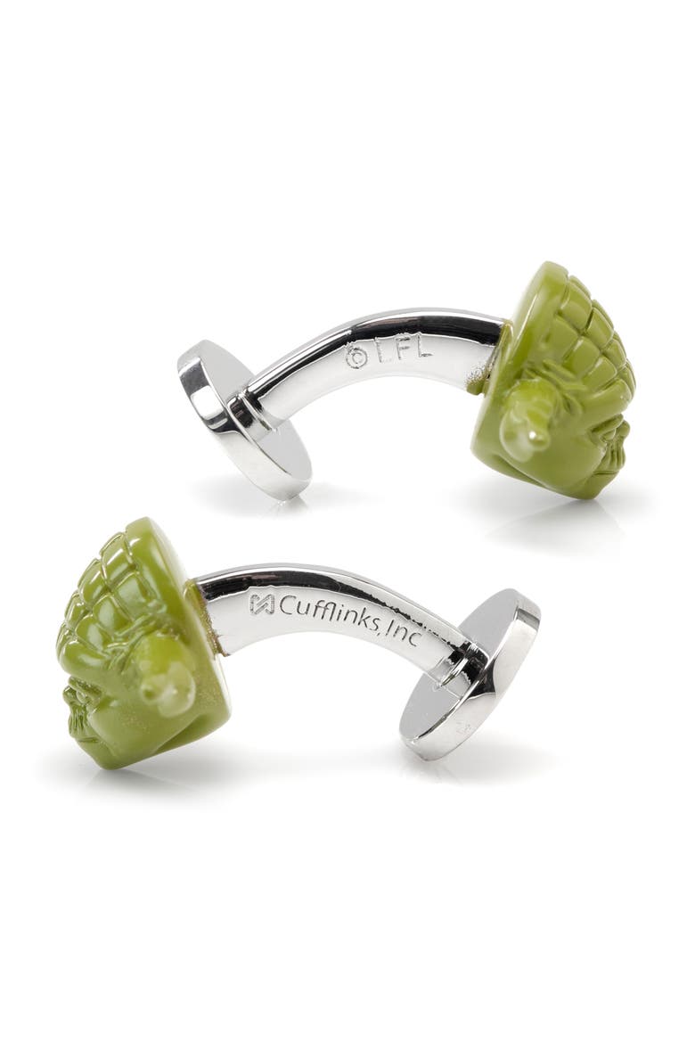 3D Yoda Cuff Links, Alternate, color, GREEN