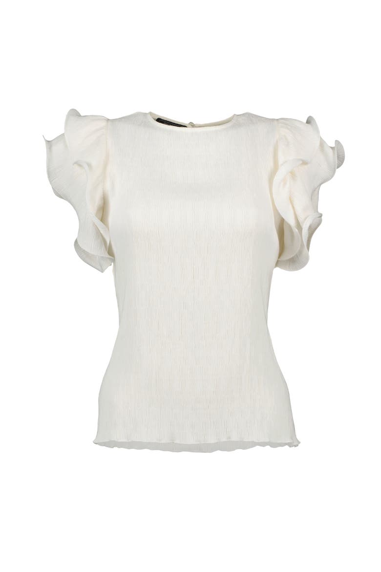 Ruffled Sleeve Textured Blouse, Alternate, color, Natural