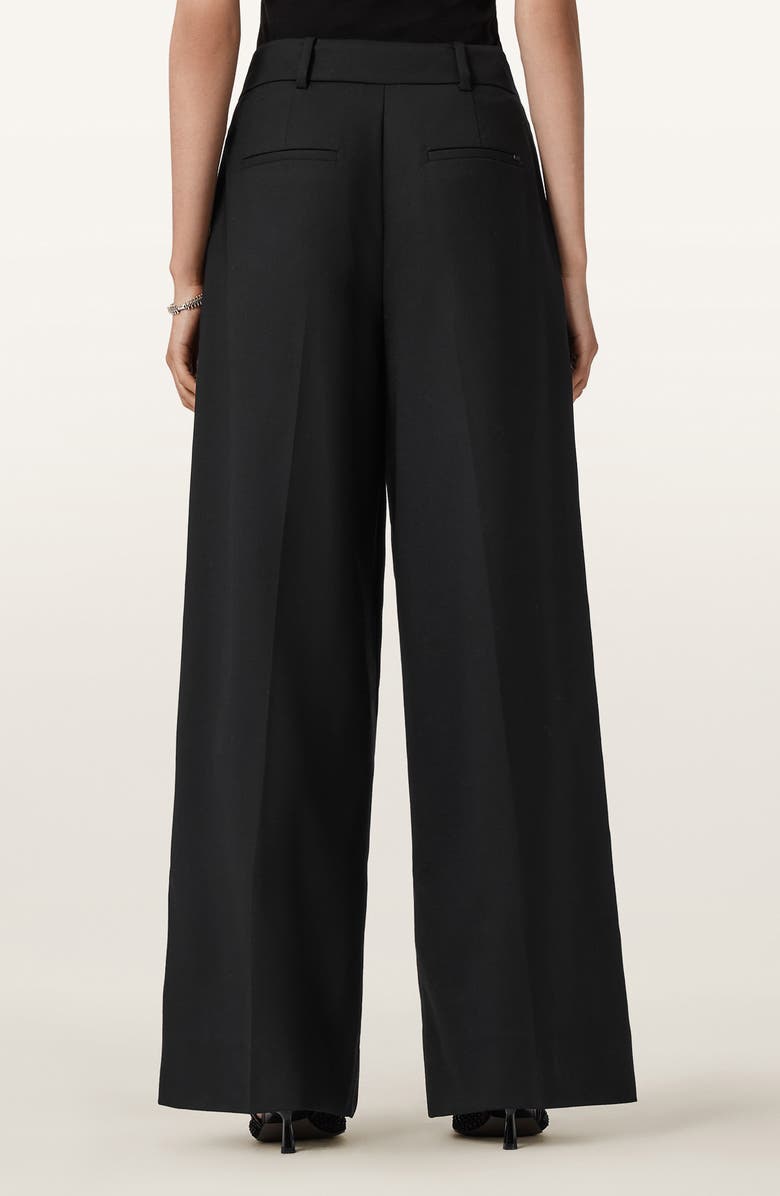 AllSaints Noa Stretch Wool Blend Wide Leg Pants, Alternate, color, Black