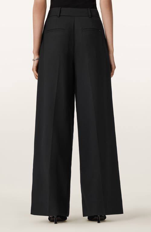 Allsaints Noa Stretch Wool Blend Wide Leg Pants In Black