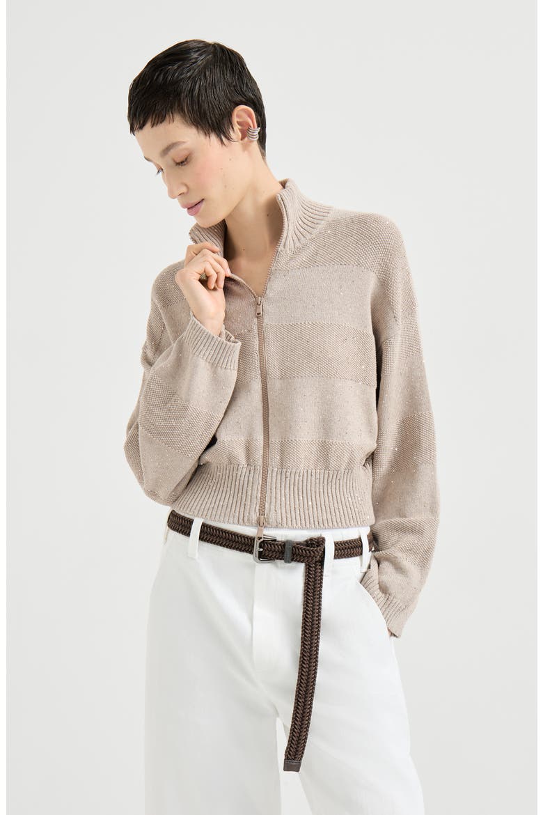 Cardigan with dazzling stripes, Main, color, Desert