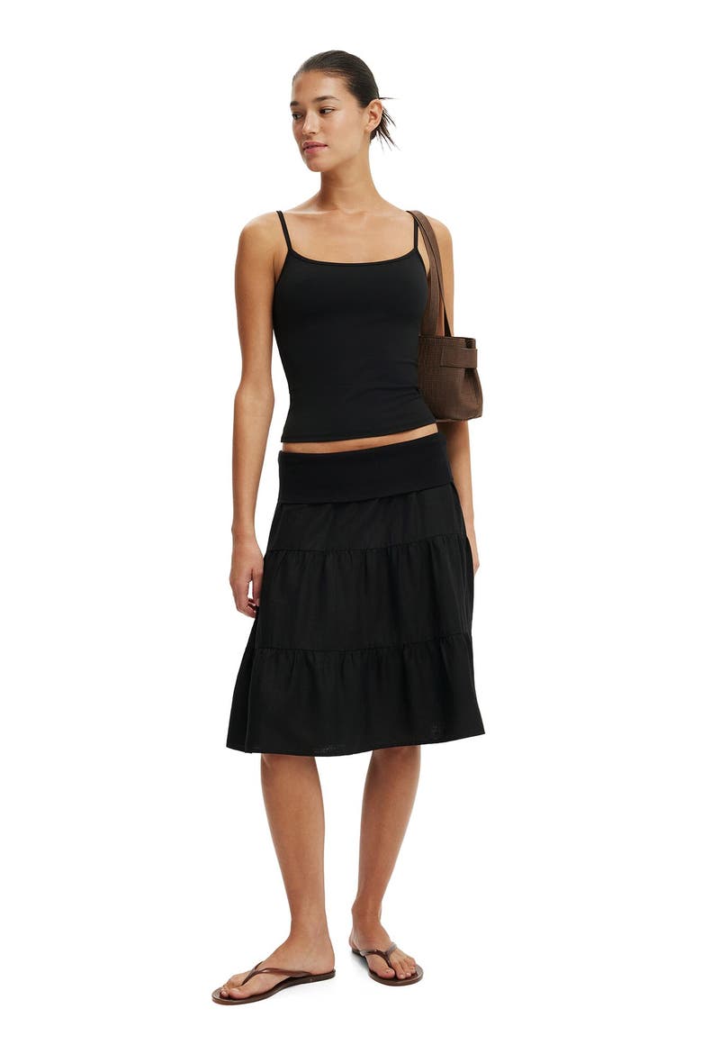 Women's Haven Fold Over Midi Skirt, Alternate, color, Black
