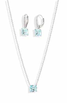 Nadri Bridesmaid Blue Cubic Zirconia Pendant Necklace & Earrings Set