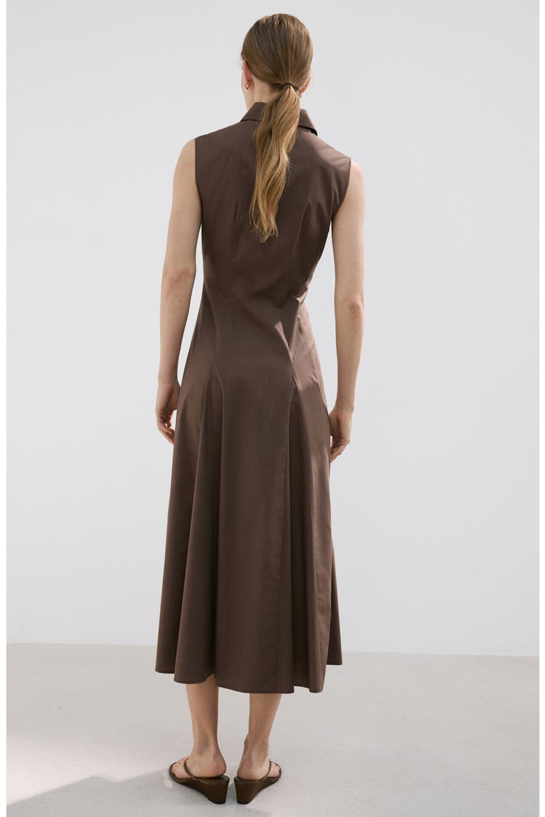 Sleeveless Cotton & Lyocell Shirtdress, Alternate, color, BROWN