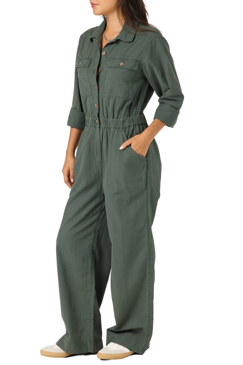 Faye Long Sleeve Jumpsuit, Alternate, color, HUNTER GREEN