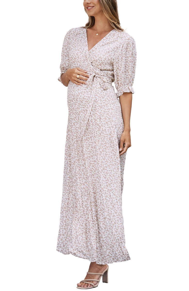 Angel Maternity Floral Wrap Maternity Dress, Alternate, color,