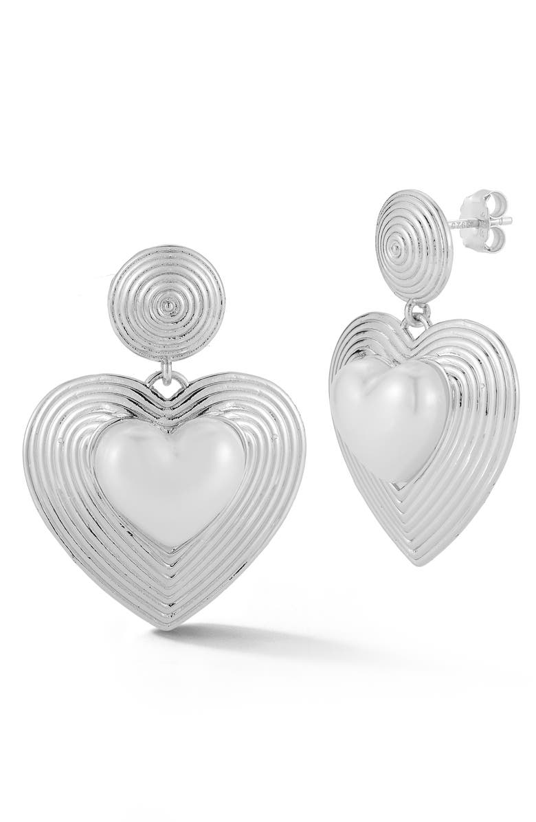 CHLOE AND MADISON Faux Pearl Heart Drop Earrings, Main, color, Silver