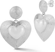 CHLOE AND MADISON Faux Pearl Heart Drop Earrings