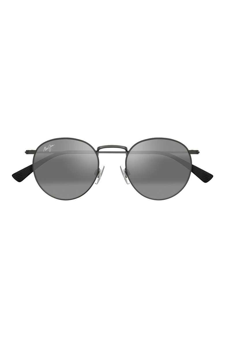 Pukaua 50mm Small Polarized Round Sunglasses, Main, color, SILVER/ NEUTRAL GREY