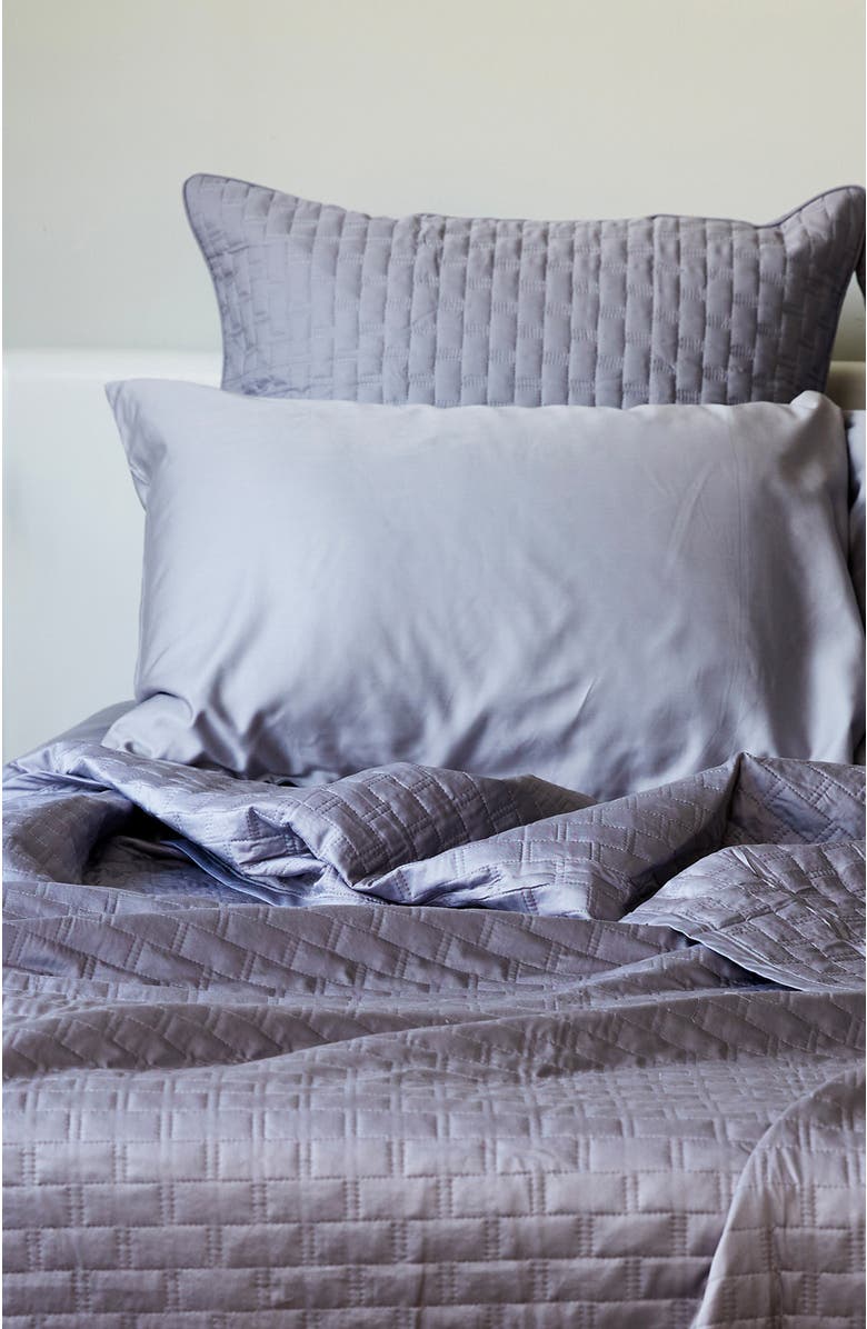 BedVoyage Luxury 100% Viscose Cooling Quilted Brick Coverlet, Main, color, Stone