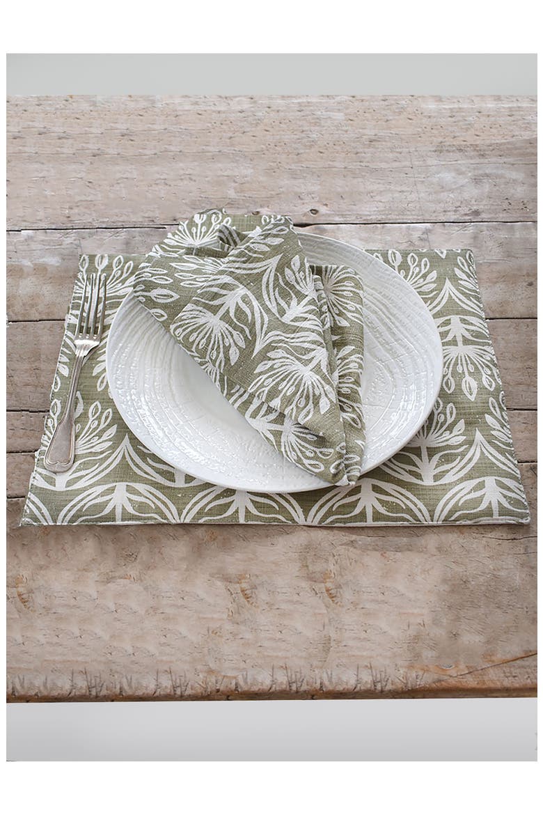 Botanical Set of 4 Placemats, Alternate, color, SAGE