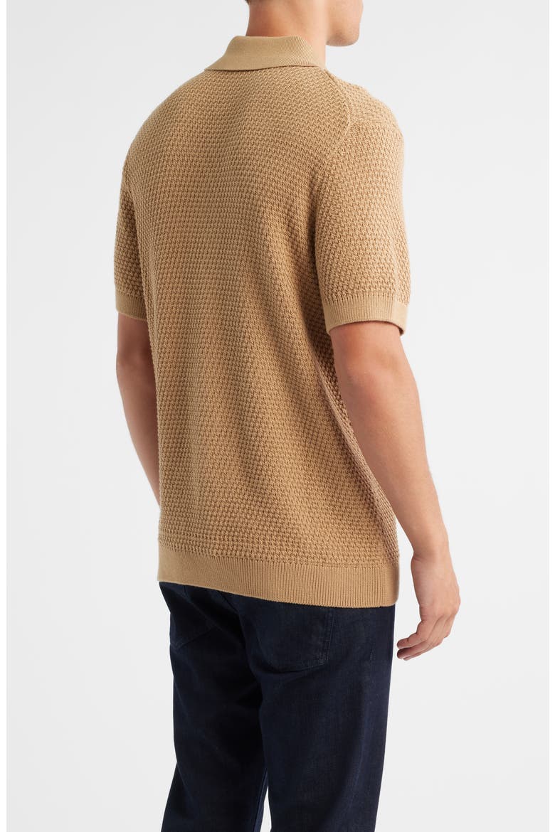 Iconico Texture Knit Camp Shirt, Alternate, color, MEDIUM BEIGE