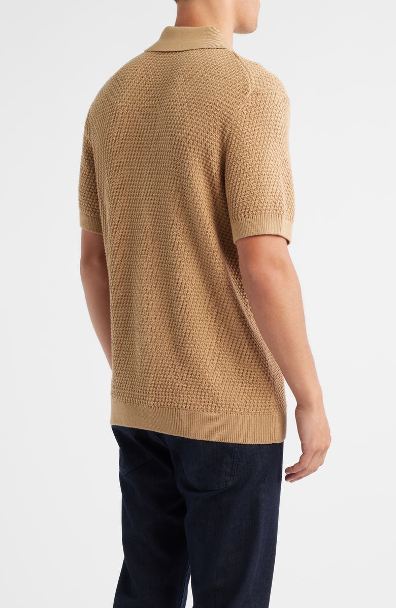 BOSS Iconico Texture Knit Camp Shirt, Alternate, color, Medium Beige