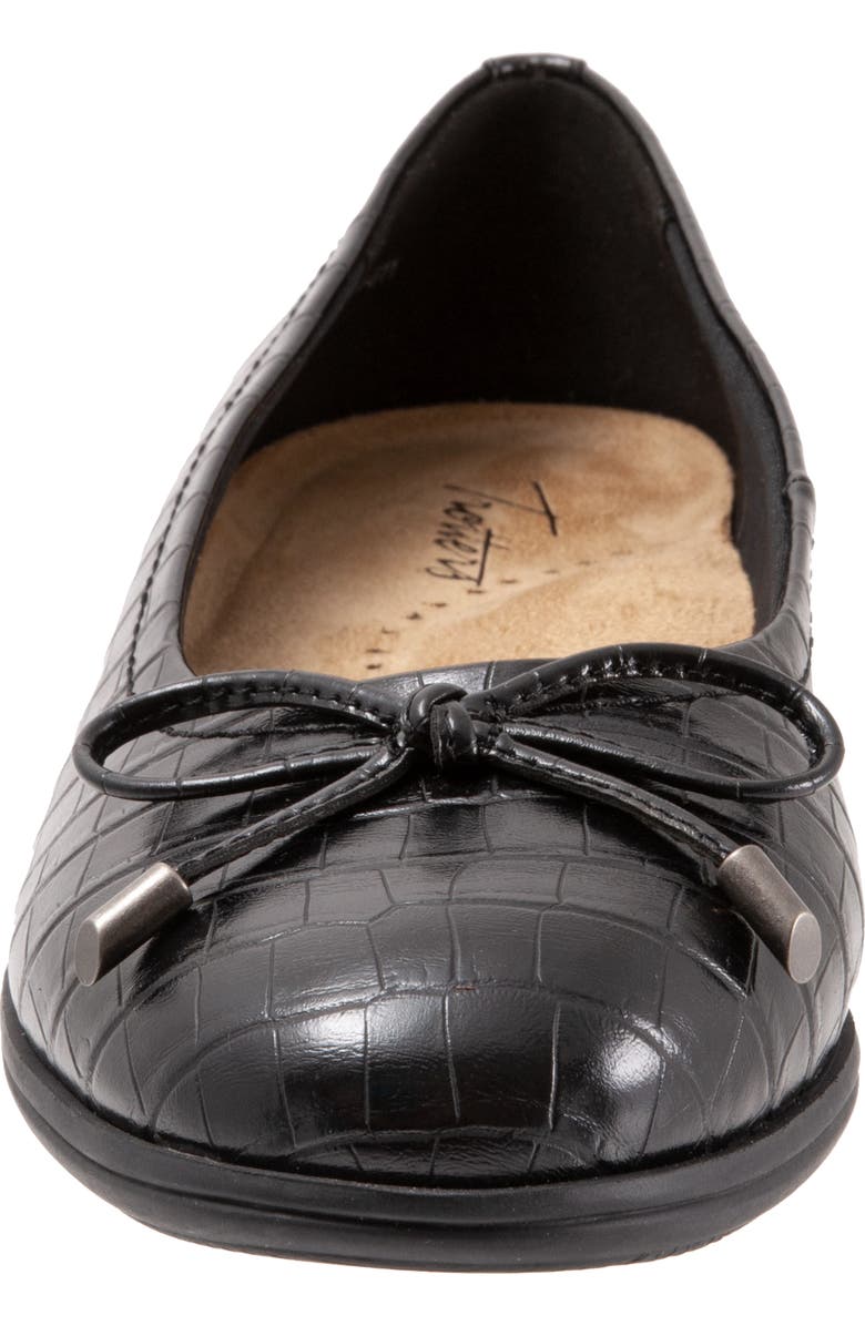 Trotters Dellis Ballet Flat, Alternate, color, Black Croc Print Leather