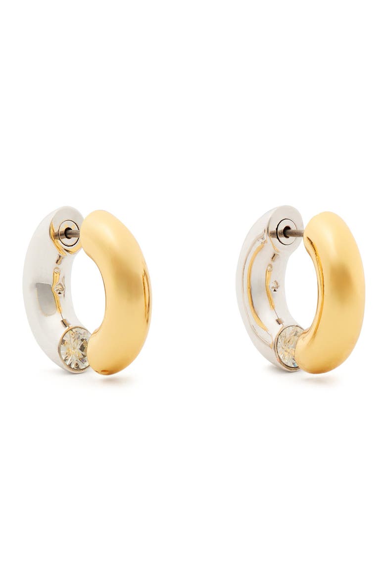 front/back huggie earrings, Main, color, SILVER GOLD