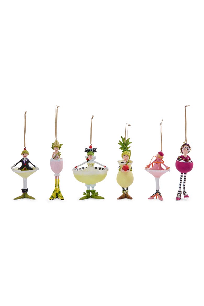 Set of 6 Patience Brewster Mini Cocktail Ornaments, Main, color, MULTI YELLOW