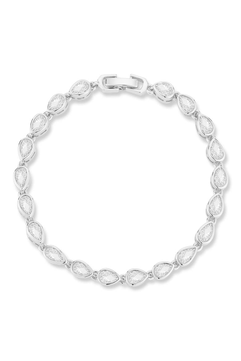 Pear Cubic Zirconia Tennis Bracelet, Main, color, SILVER
