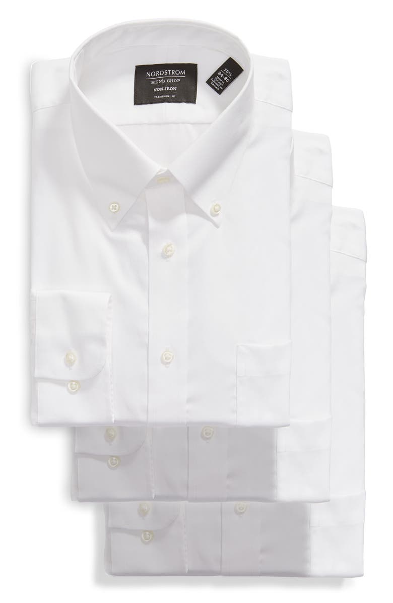 Nordstrom 3-Pack Traditional Fit Non-Iron Dress Shirts, Main, color, 