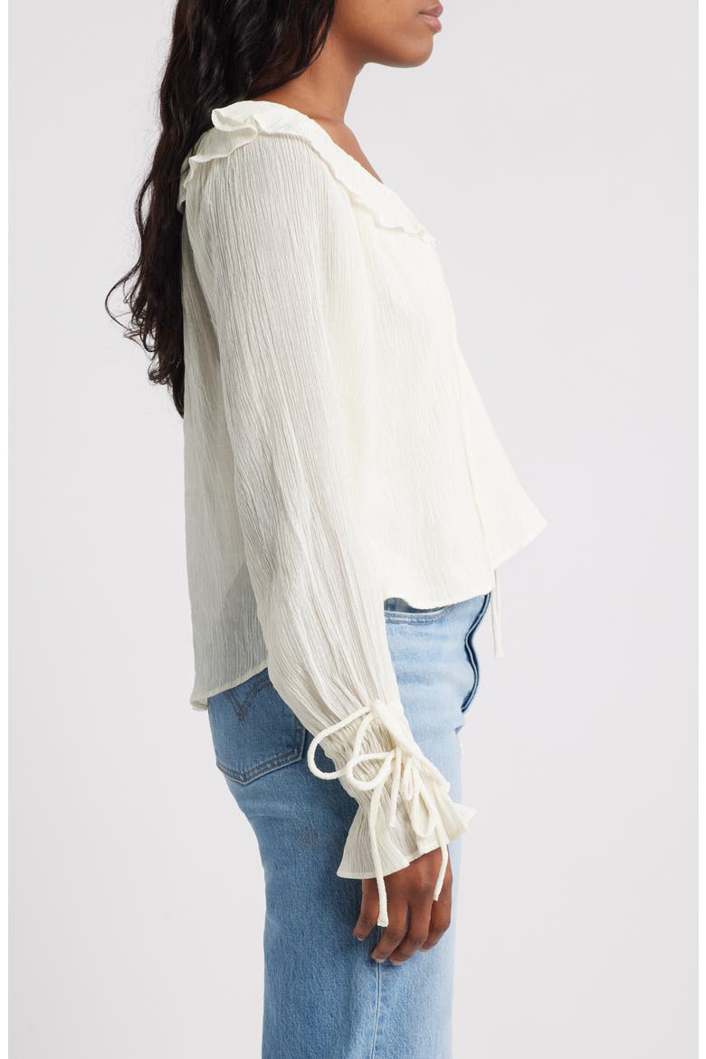 Tied Cuff Split Neck Top, Alternate, color, IVORY