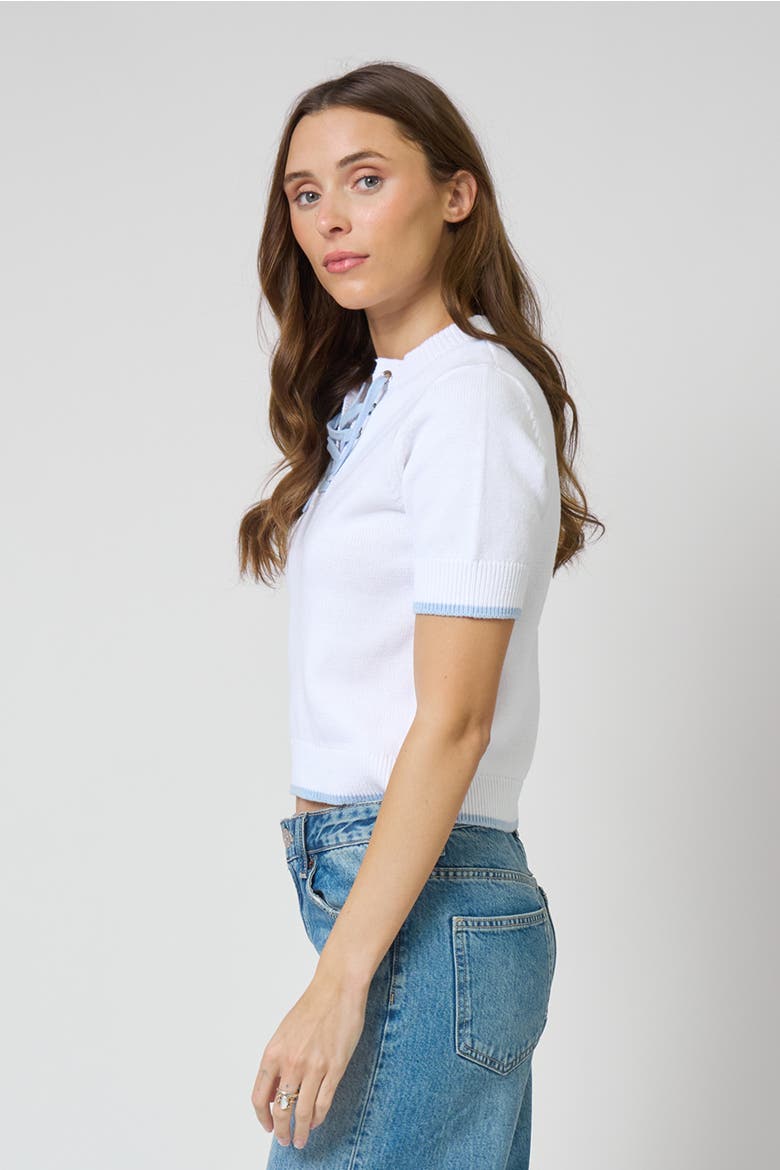 Birdie Lace Up Tee, Alternate, color, WHITE MULTI