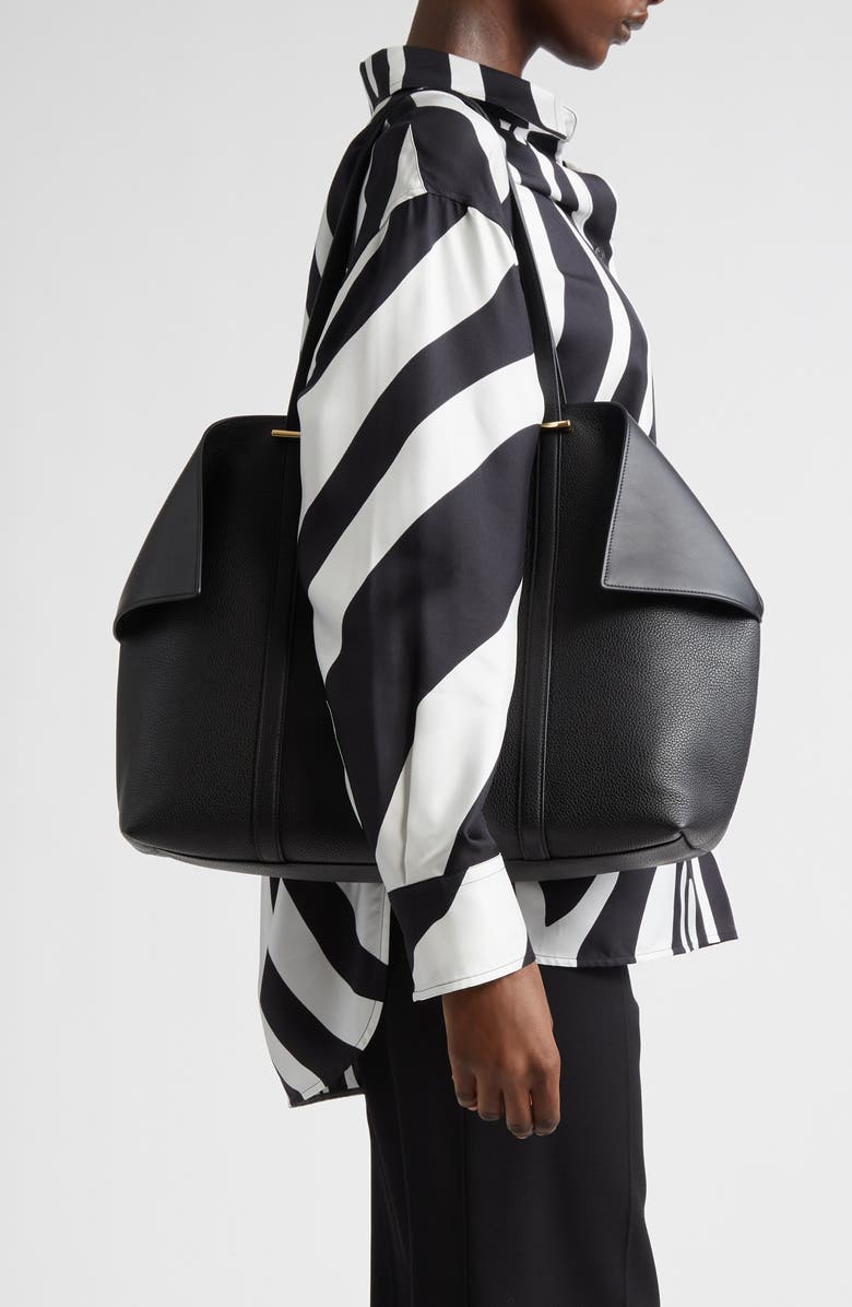 FERRAGAMO Large Folded Suede Tote, Alternate, color, Nero