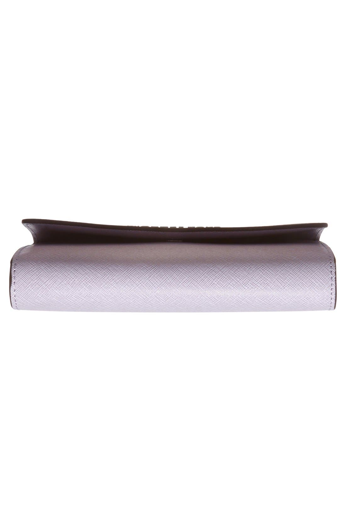 'Large Jet Set' Saffiano Leather Crossbody Bag, Alternate, color, LILAC/ SILVER