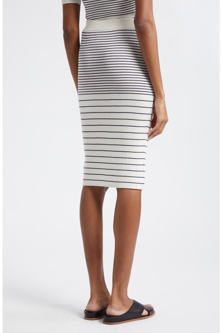 Stripe Cotton & Silk Knit Midi Skirt, Alternate, color, CHALK / INK