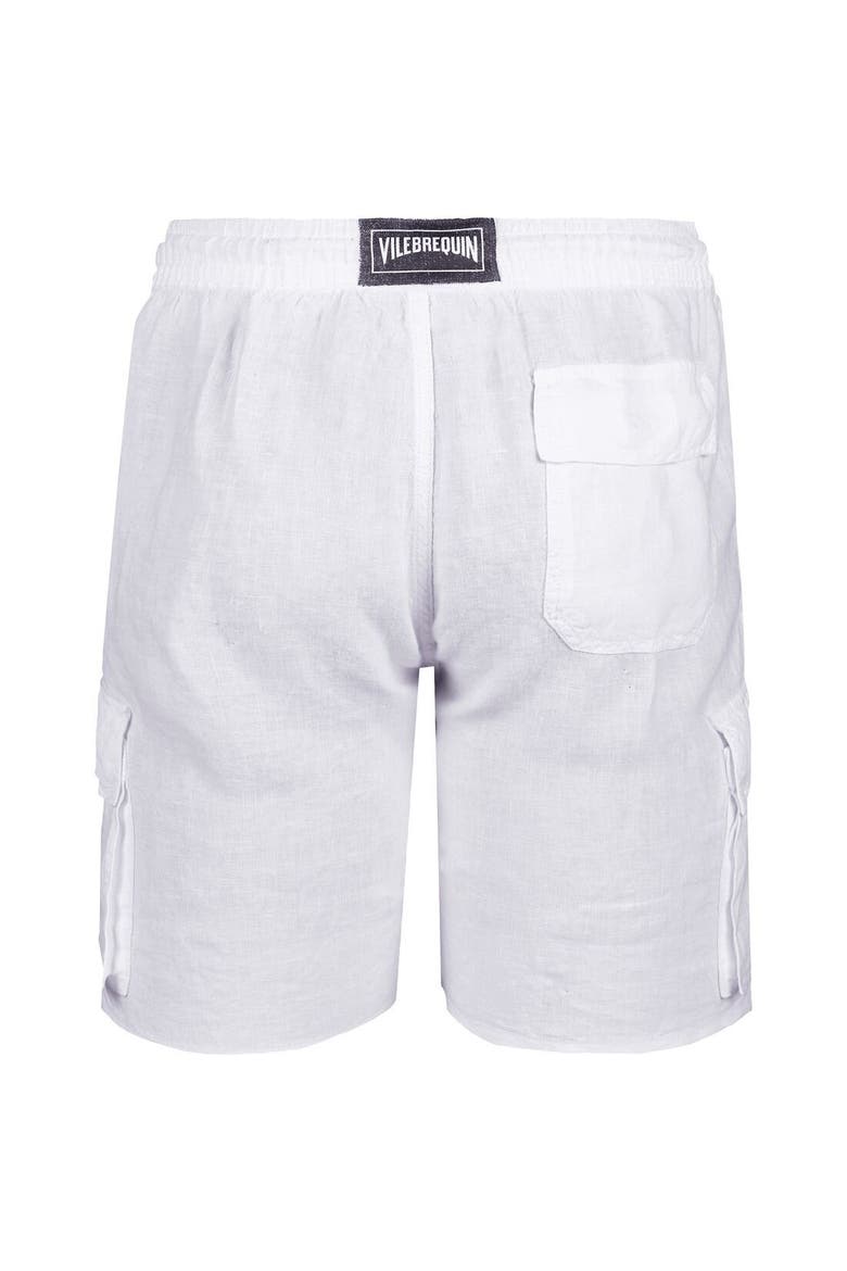 Men's Linen Bermuda Cargo Pockets Shorts, Alternate, color, BLANC