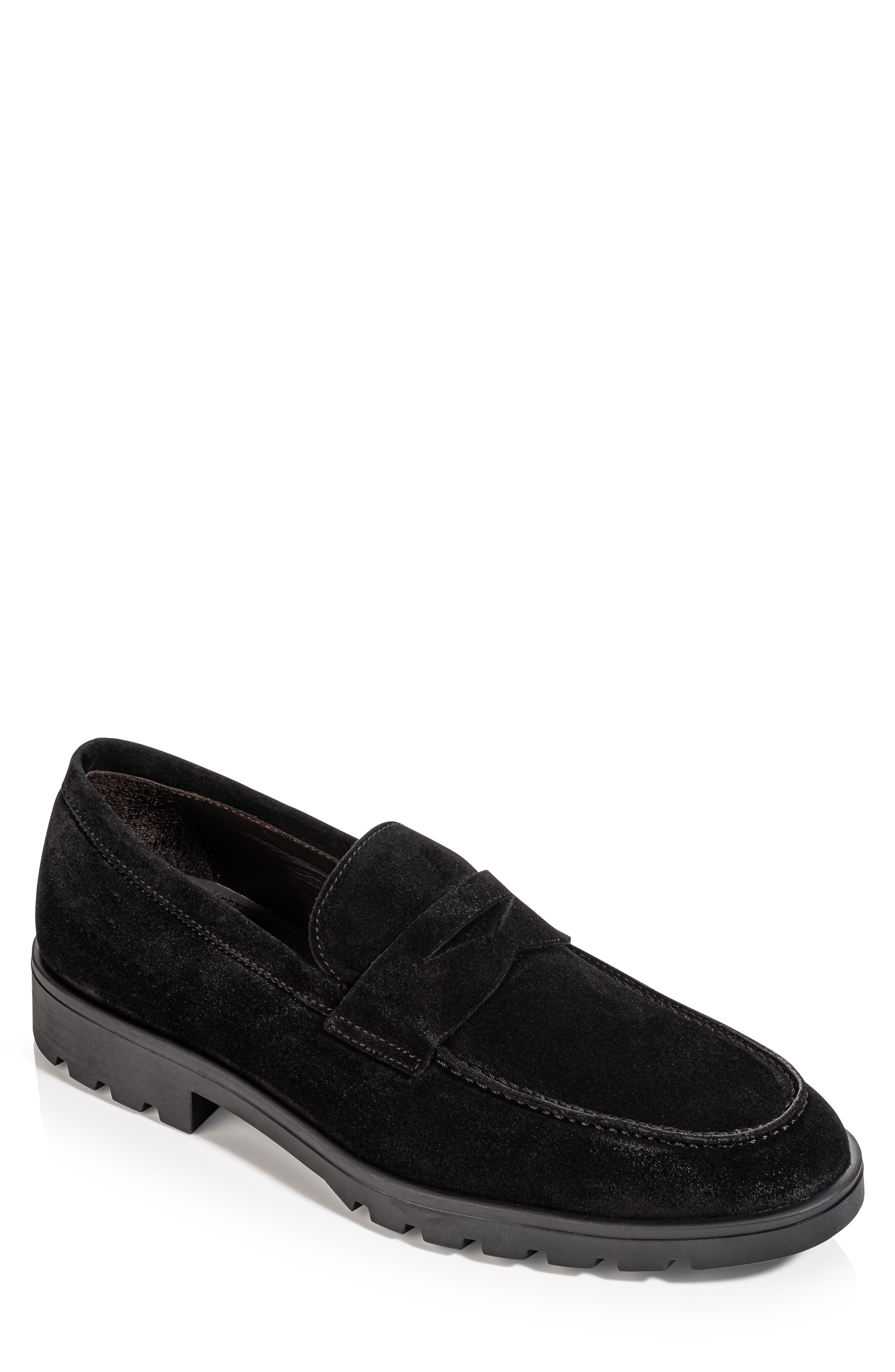 Norton Penny Loafer, Main, color, SUEDE SPORT BLACK