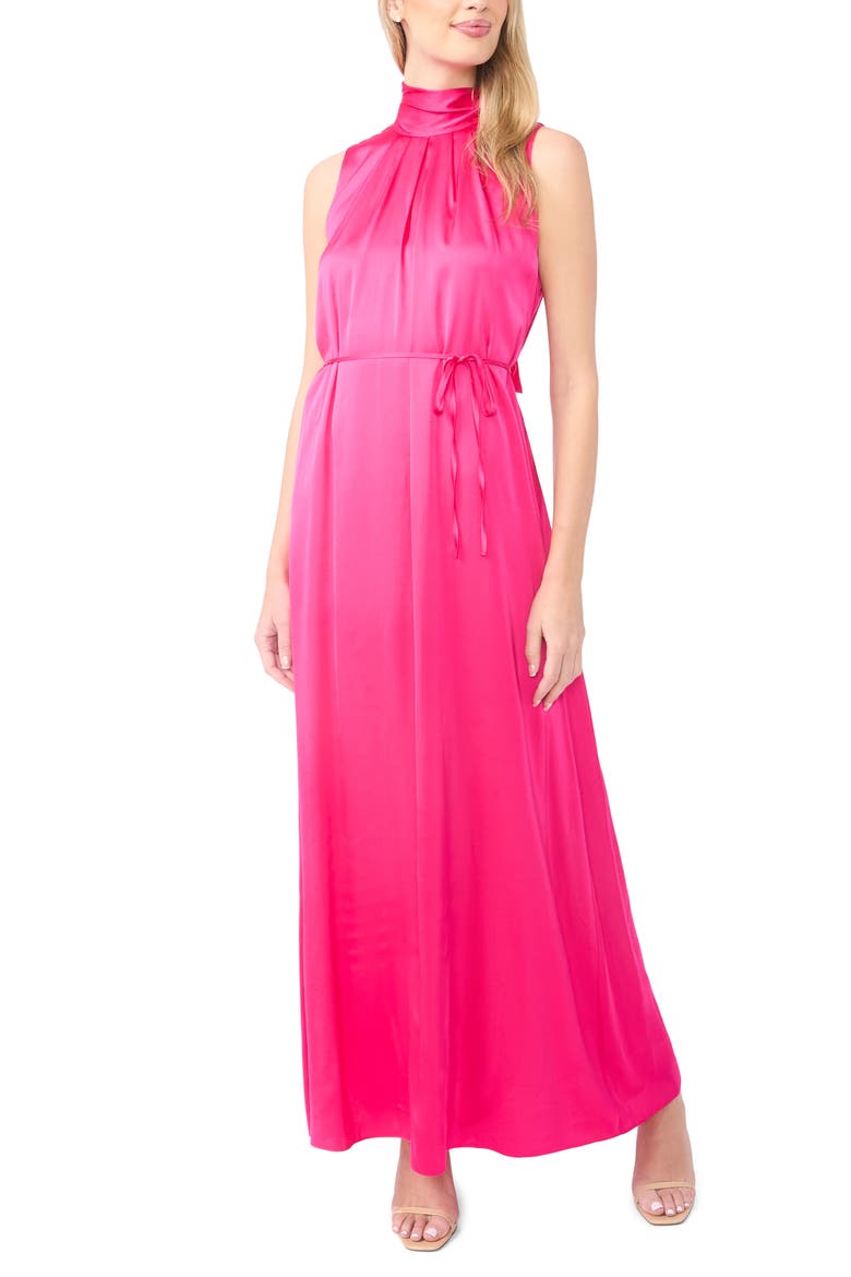 Alina Gathered Halter Neck Maxi Dress, Main, color, BEETROOT PINK