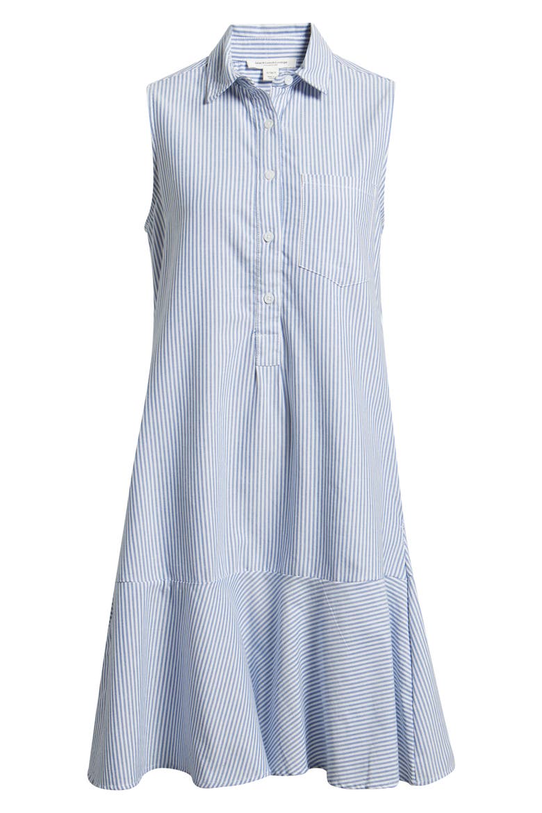 Marina Stripe Sleeveless Cotton Shirtdress, Alternate, color, BAY BLUE