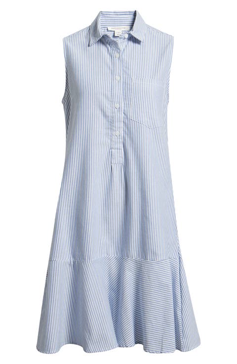 Marina Stripe Sleeveless Cotton Shirtdress