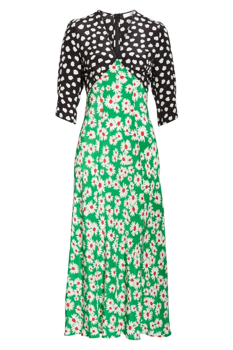 Marha Mixed Print Dress, Alternate, color, GREEN RED DAISY